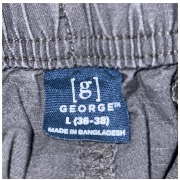 George Mens Drawstring Cargo Pants L 36-38 Charcoal Gray Cotton Spandex Blend El - Picture 2 of 8